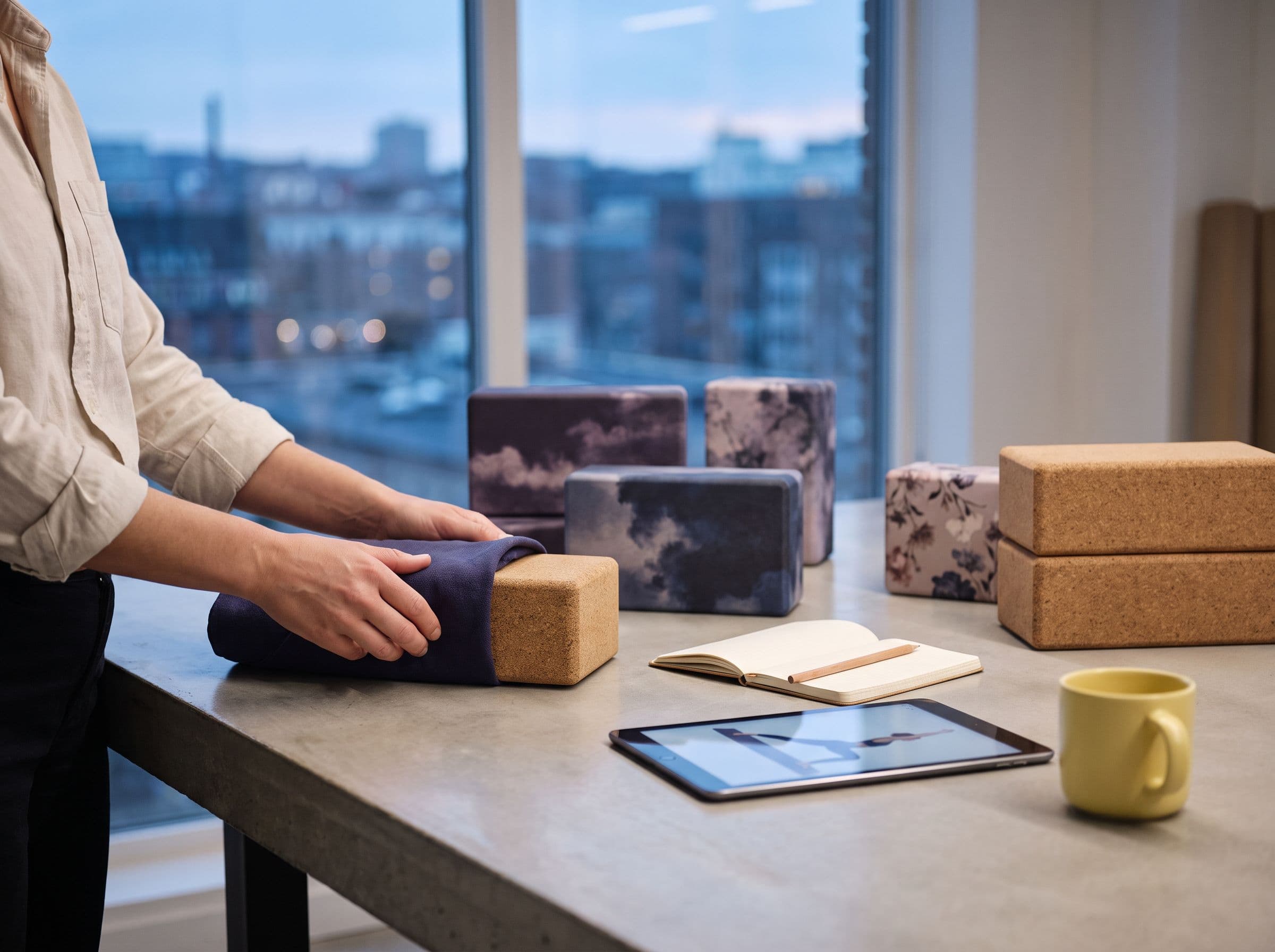 Une brique de yoga en situation de pratique